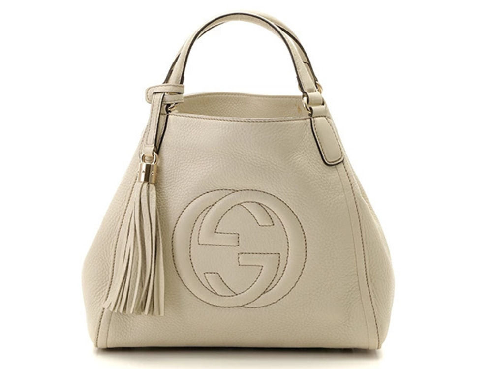 Gucci Soho Interlocking G Shoulder Bag Ivory White Leather